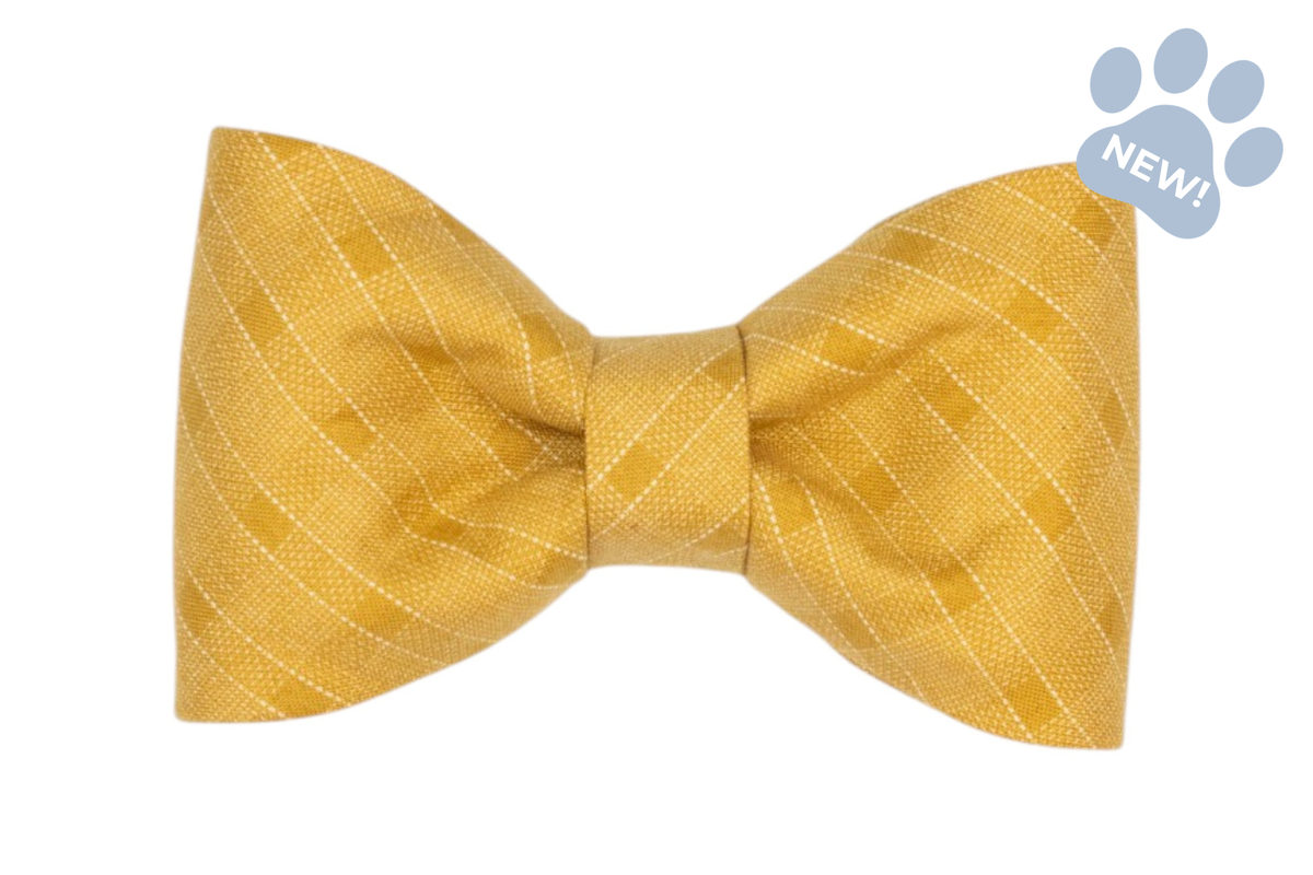 Old Gold Plaid Bow Tie
