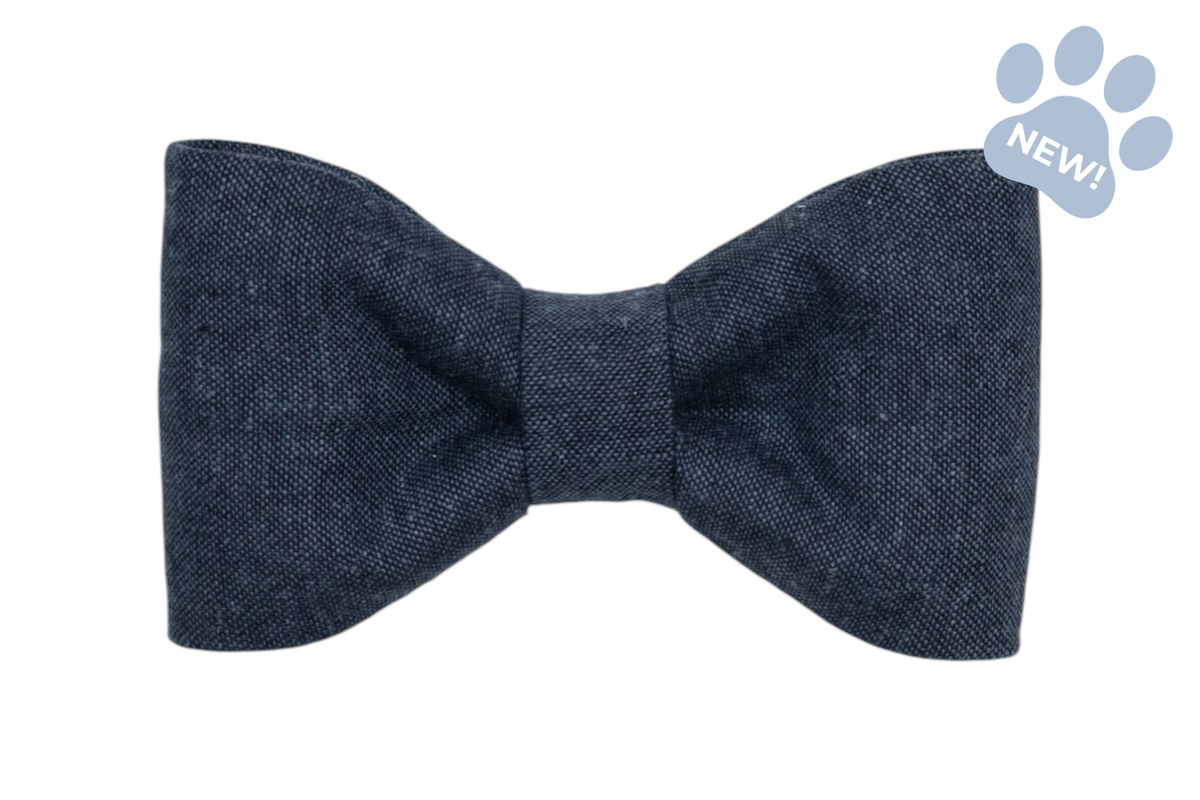 Indigo Blue Linen Bow Tie
