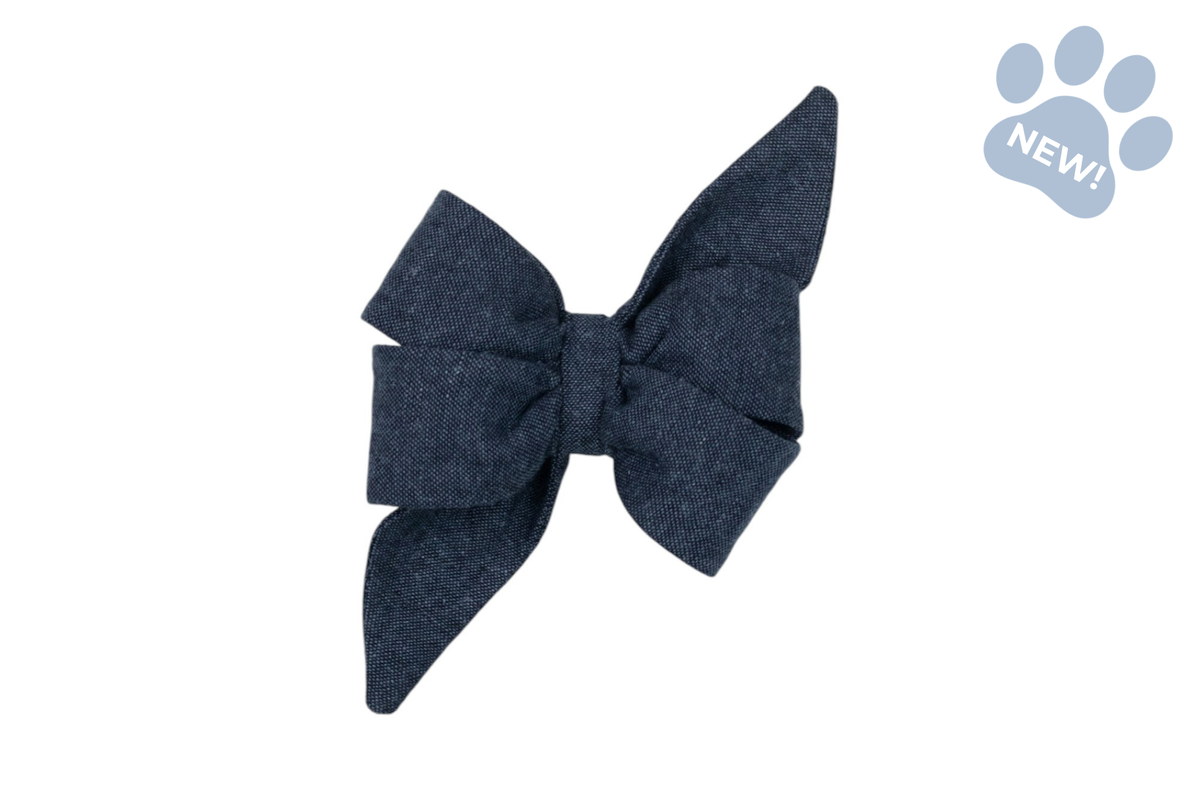 Indigo Blue Linen Belle Bow