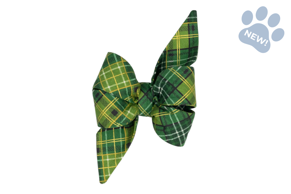 Golden Green Plaid Belle Bow