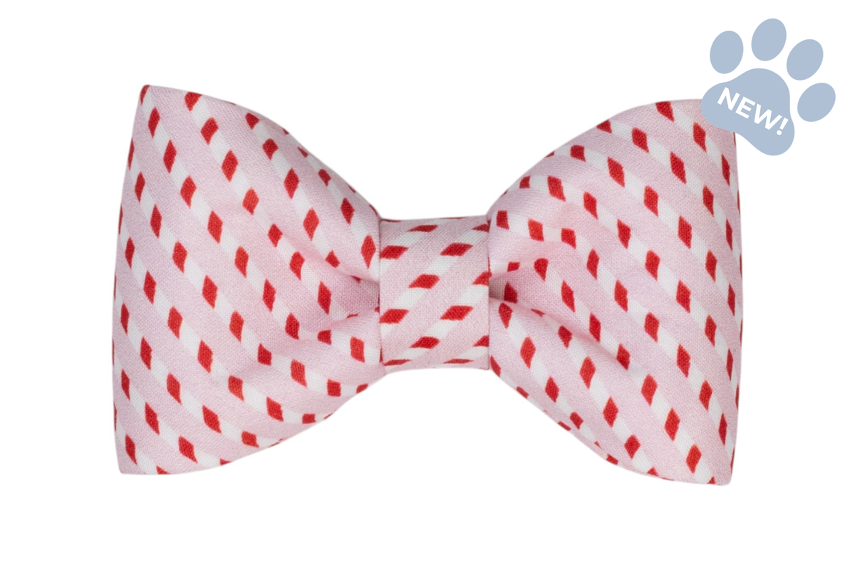 Pink Candy Cane Stripe Bow Tie
