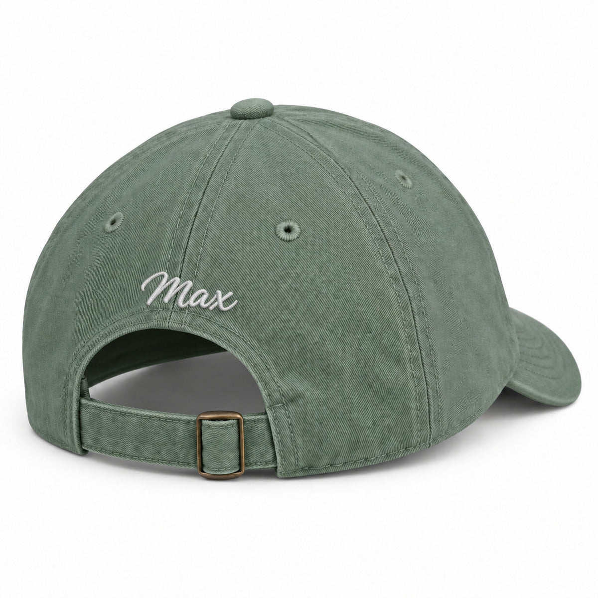 KIDS can i pet that dog? Baseball Hat – green – back with Max embroidery