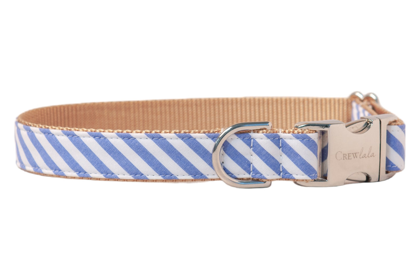 Blue Stripe on Gold Bow Tie Dog Collar - Crew LaLa