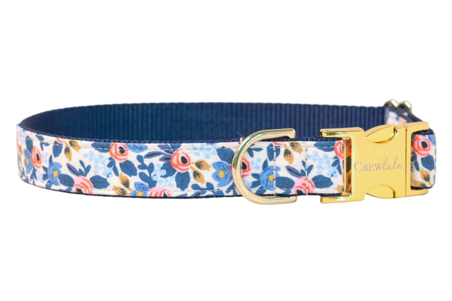 Navy Les Fleurs Belle Bow Dog Collar - Crew LaLa