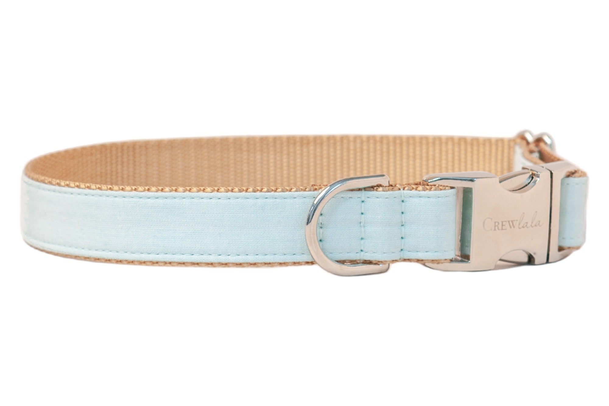 Aqua Linen Bow Tie Dog Collar - Crew LaLa