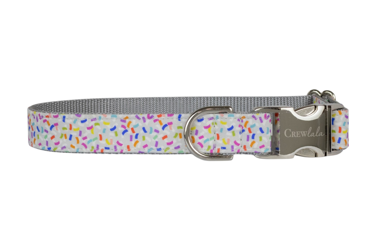 Confetti Pop dog collar with nylon inner lining, D-ring and buckle - Crew LaLa