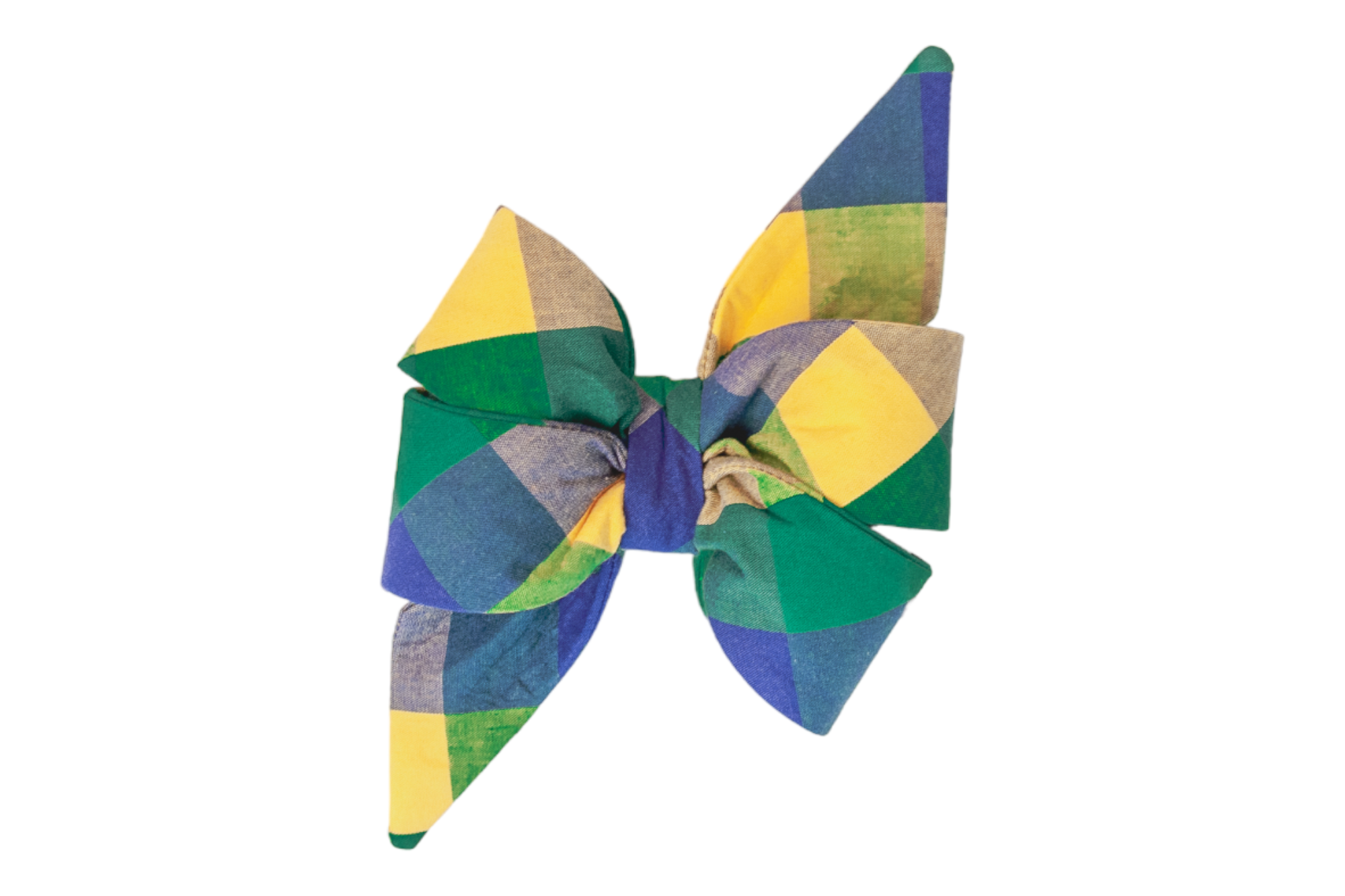A show-stopping oversized bow in a festive pattern featuring traditional Mardi Gras colors. This bold accessory is ready to turn your pup into the life of the paw-ty, whether they're hitting the parade route or stealing the spotlight at home!