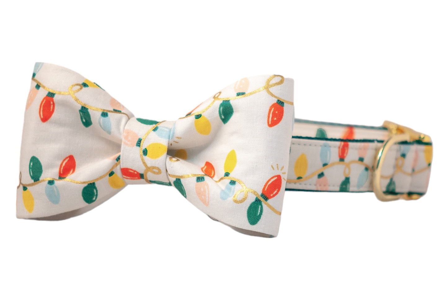 Festive Lights Bow Tie Dog Collar