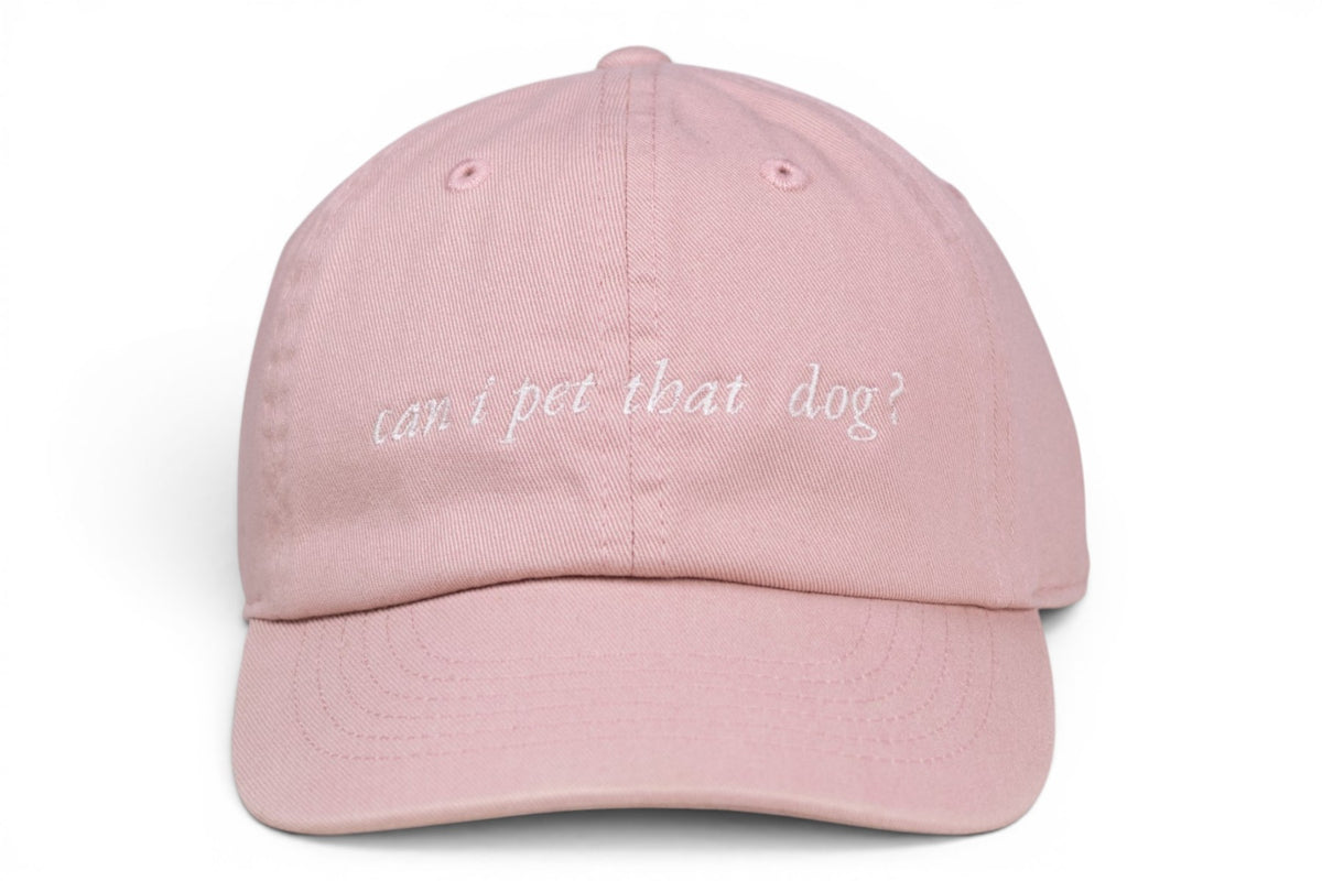 Pink can i pet that dog? Baseball Hat