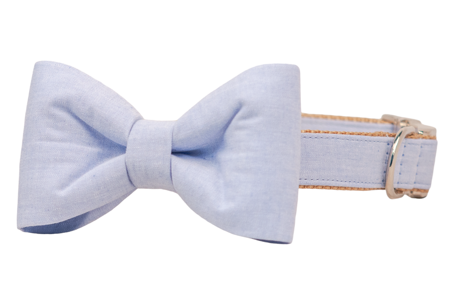 Powder Blue Linen Bow Tie Dog Collar - Crew LaLa