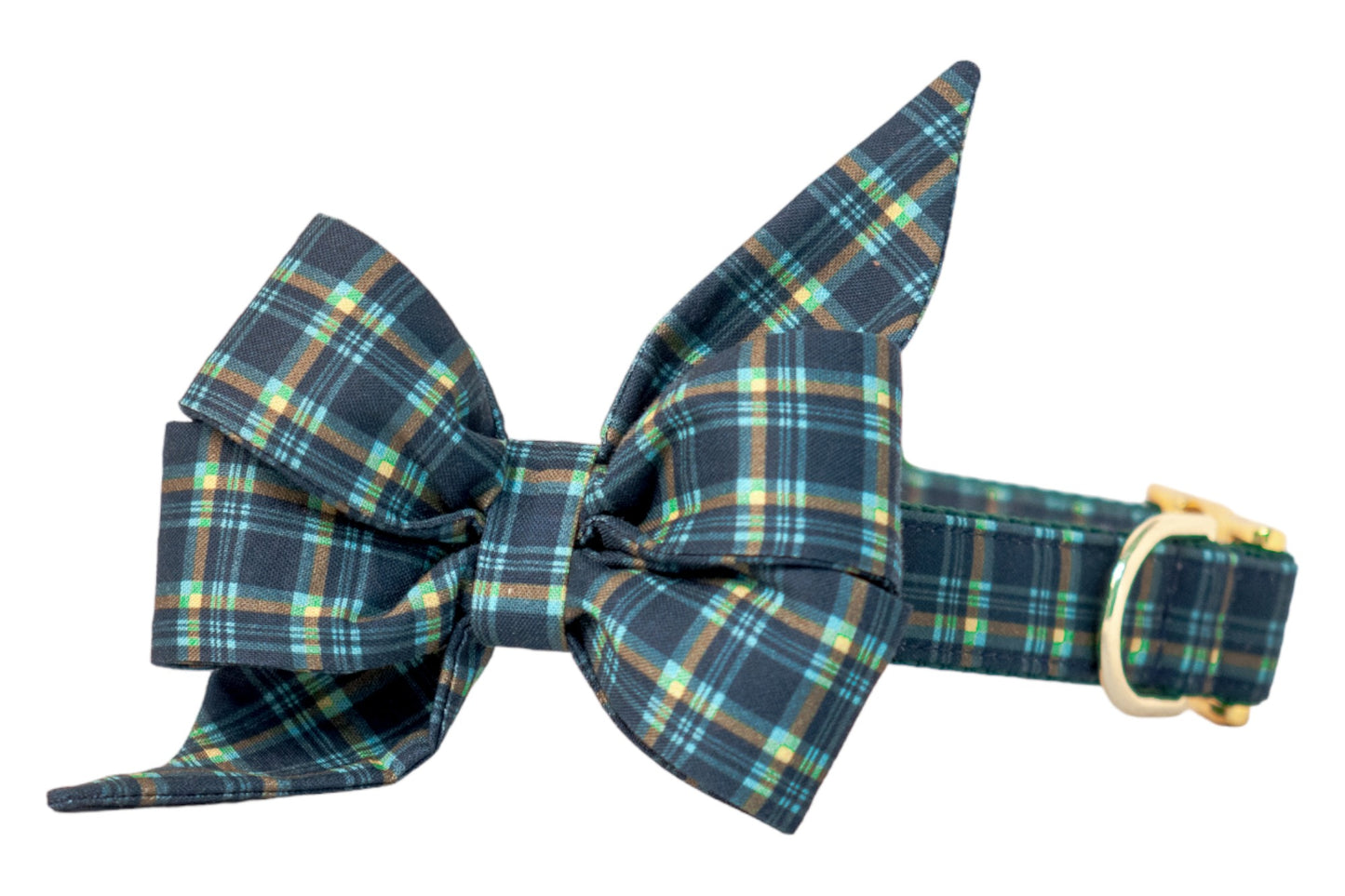 Cypress Plaid Belle Bow Dog Collar - Crew LaLa
