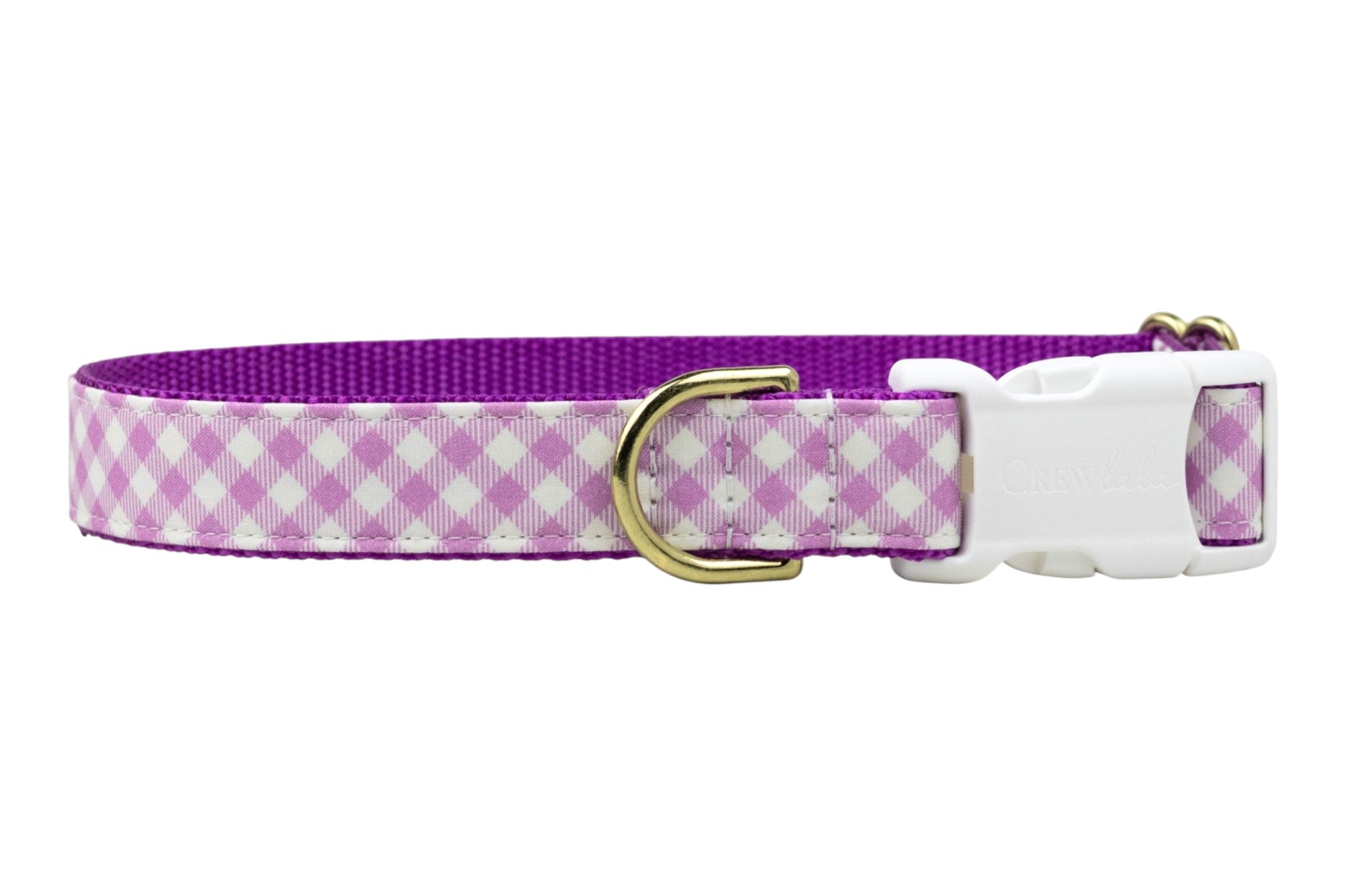Violet Gingham Belle Bow Dog Collar