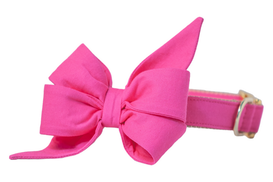 Azalea Pink Belle Bow Dog Collar - Crew LaLa
