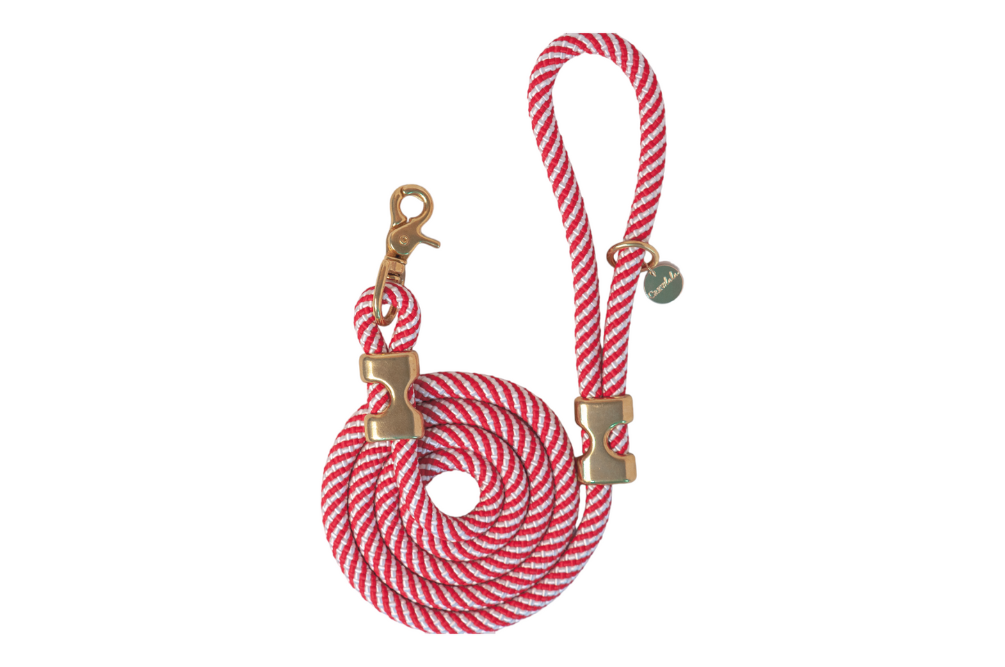 5 ft Red Stripe Rope Dog Leash - Crew LaLa