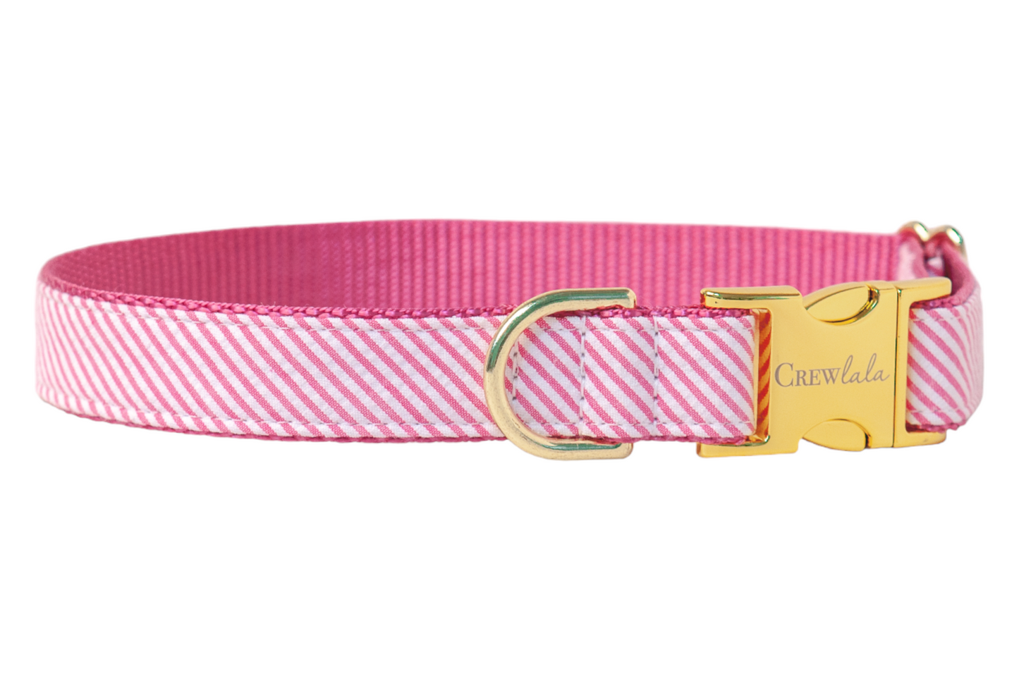 Fuchsia Seersucker Belle Bow Dog Collar - Crew LaLa