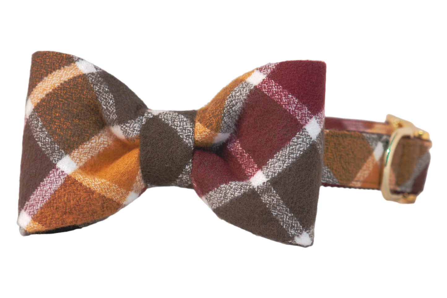 Spiced Cider Flannel Bow Tie Dog Collar - Crew LaLa
