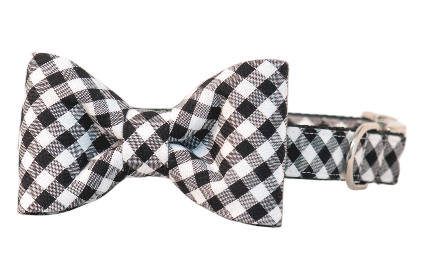 Black Picnic Plaid Bow Tie Dog Collar - Crew LaLa