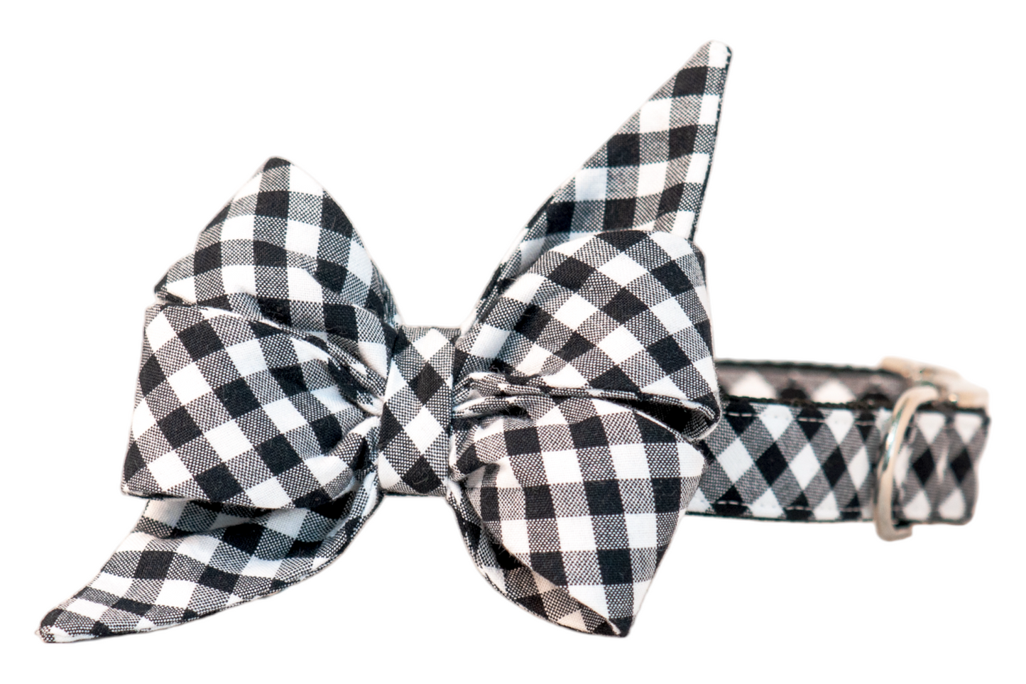 Black Picnic Plaid Belle Bow Dog Collar - Crew LaLa