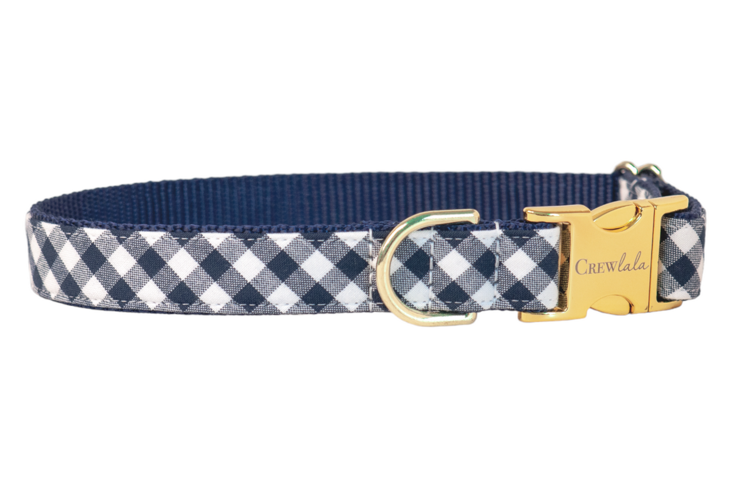 Navy Picnic Plaid Belle Bow Dog Collar - Crew LaLa