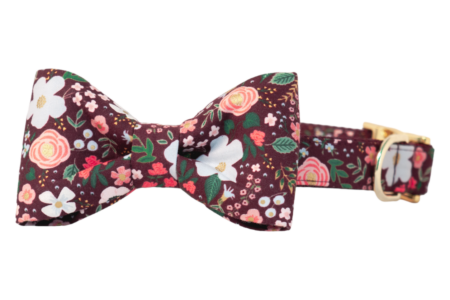 Bordeaux Blooms Bow Tie Dog Collar - Crew LaLa