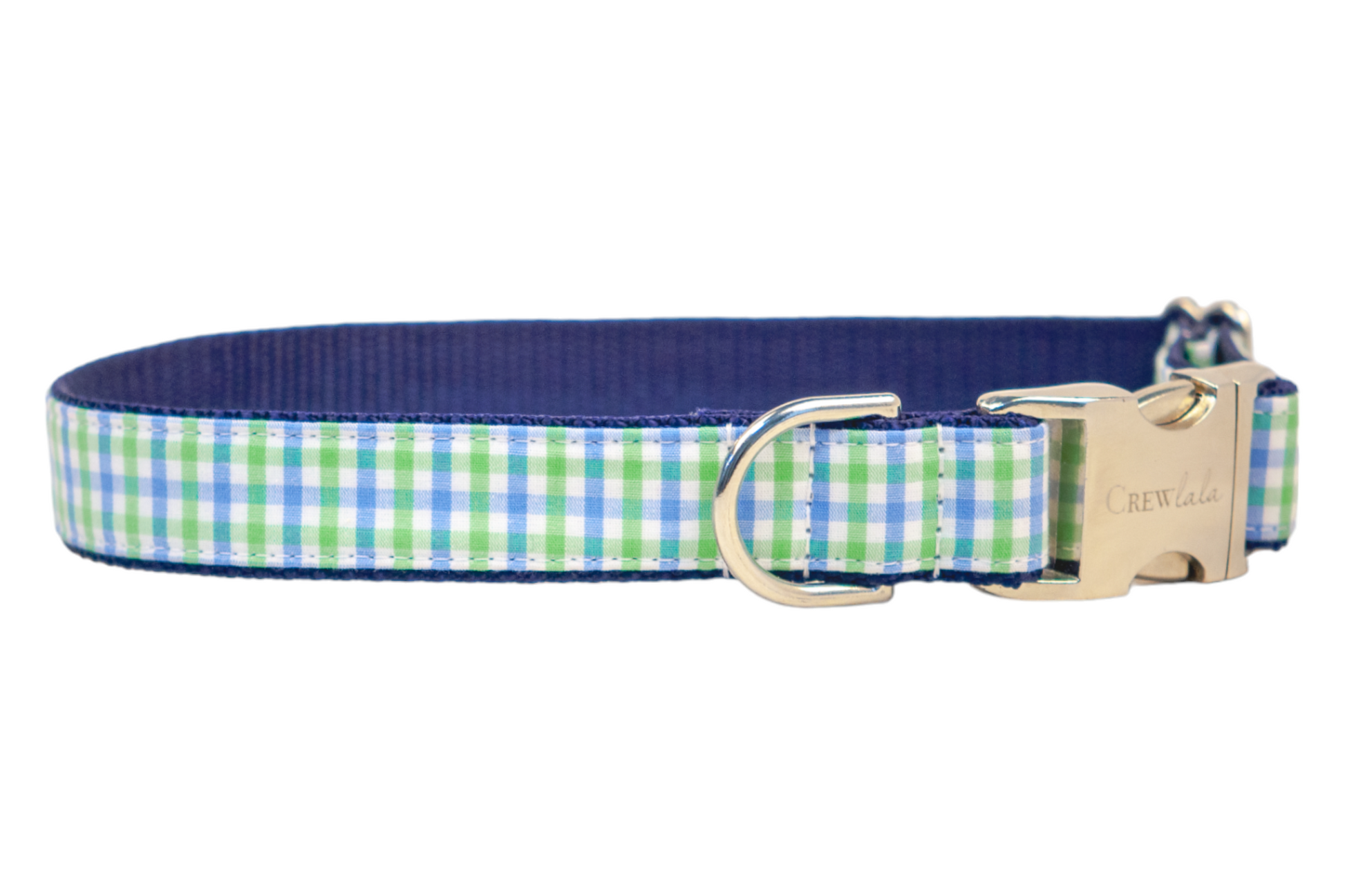 Lime & Blue Island Gingham Bow Tie Dog Collar - Crew LaLa