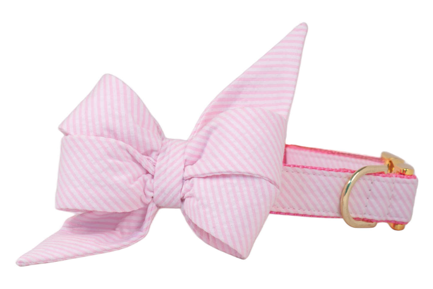 SALE BELLE BOW COLLAR - Light Pink Seersucker - Crew LaLa