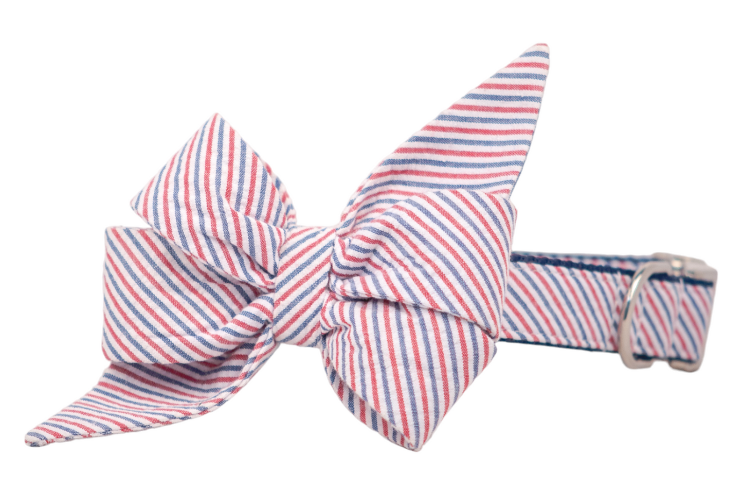 Americana Red & Blue Seersucker Belle Bow Collar