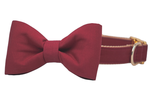 Crimson Bow Tie Dog Collar - Crew LaLa