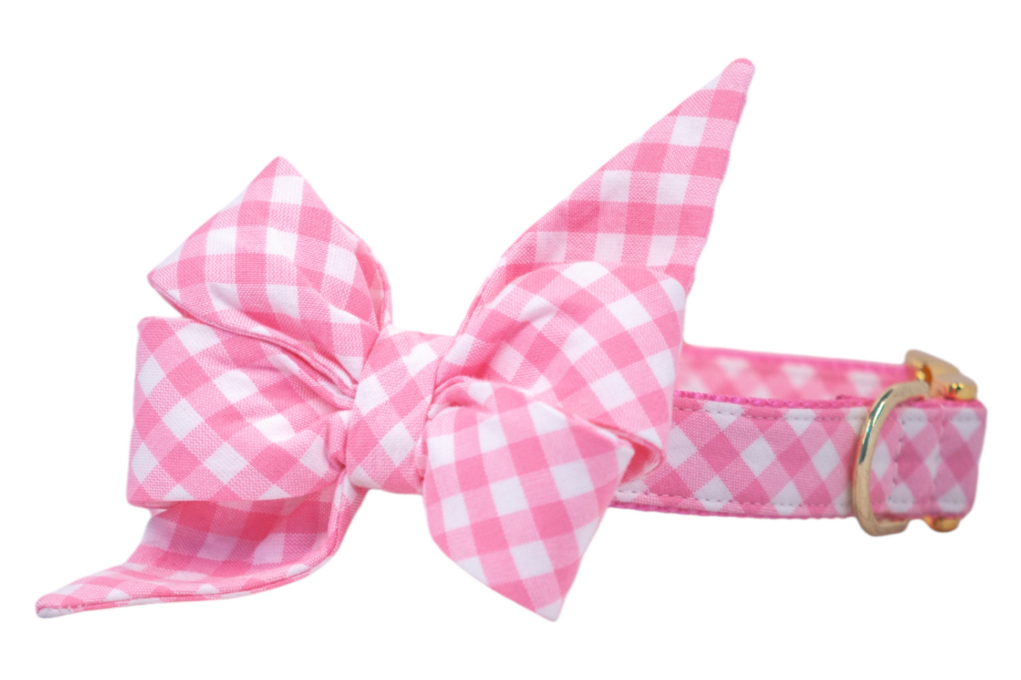 Pink Picnic Plaid Belle Bow Dog Collar - Crew LaLa