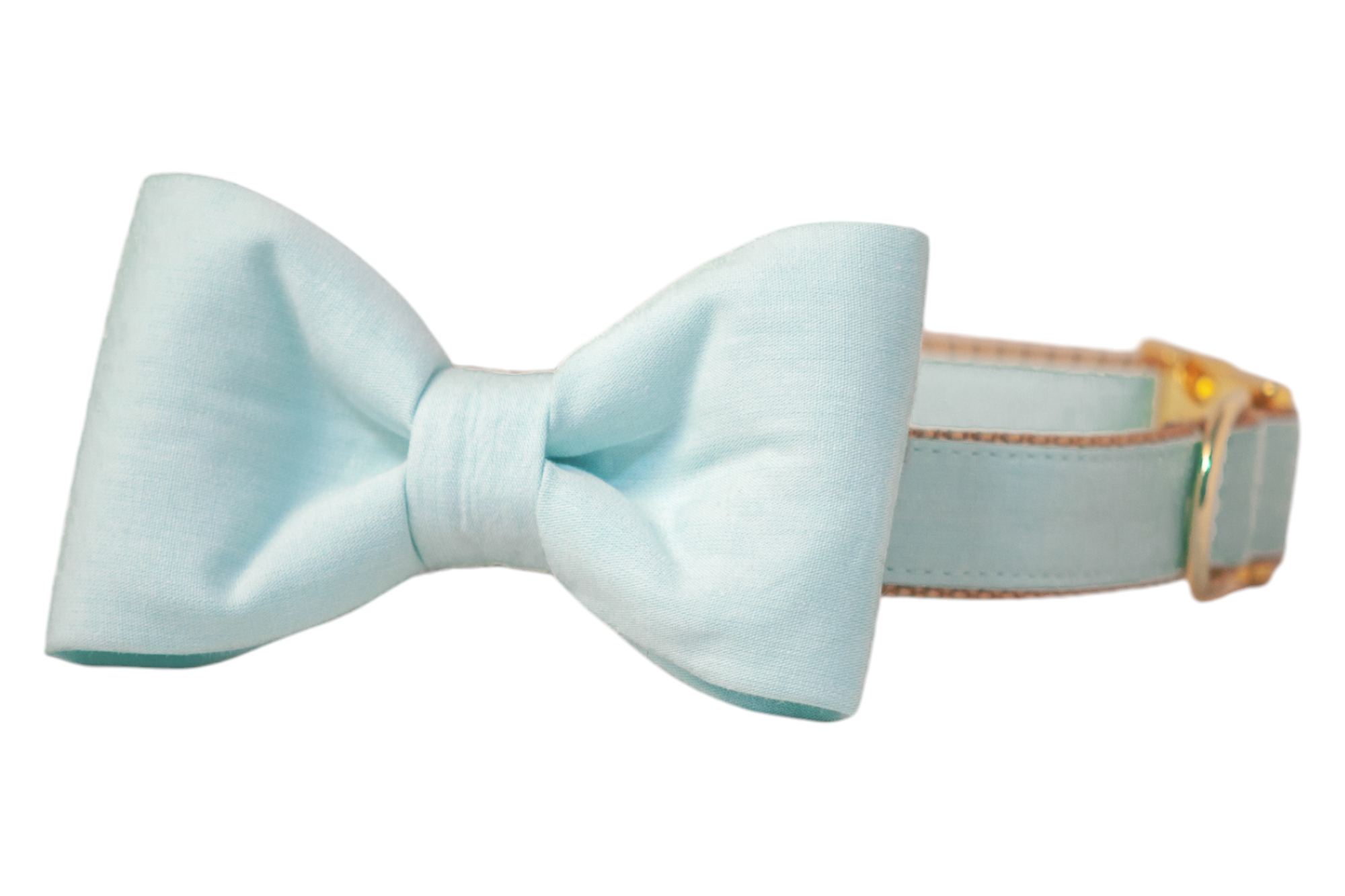 Aqua Linen Bow Tie Dog Collar - Crew LaLa