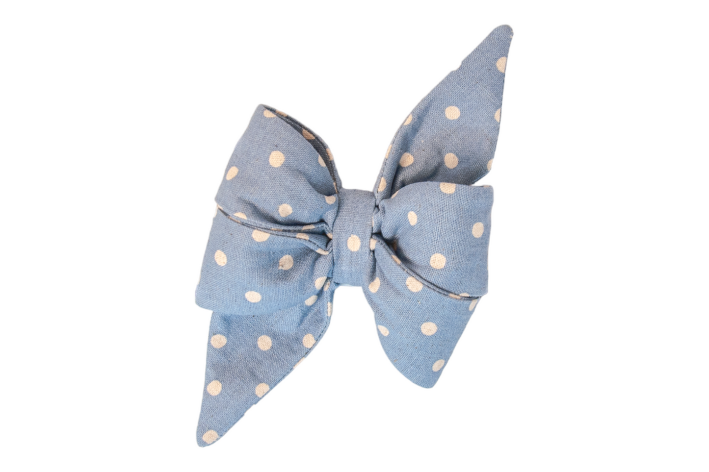 Ivory Dot on Dusty Blue Belle Bow - Crew LaLa