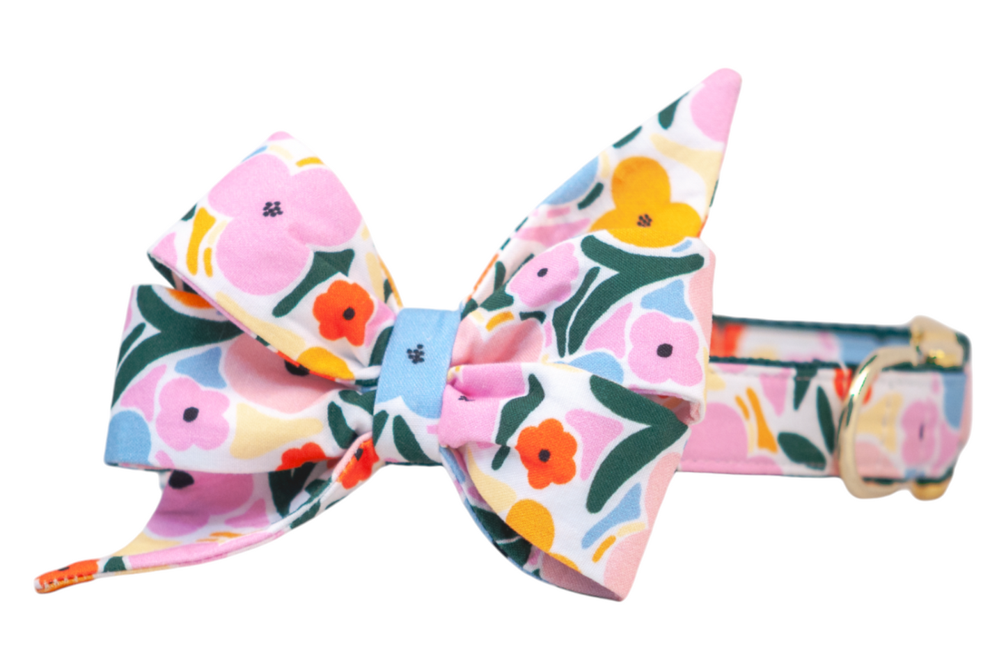 Mosaic Blooms Belle Bow Dog Collar - Crew LaLa