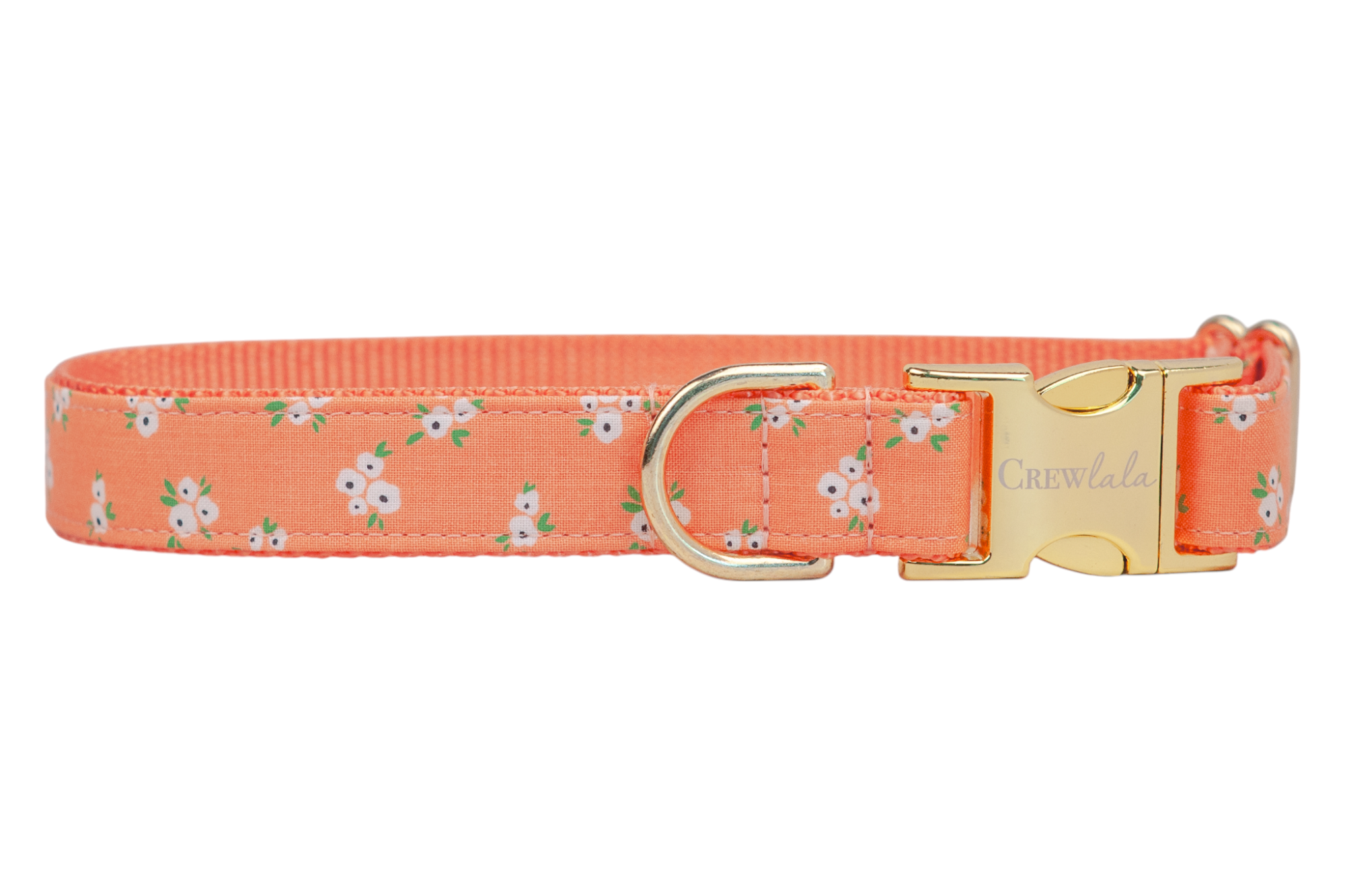 Tangerine Floral Belle Bow Dog Collar - Crew LaLa