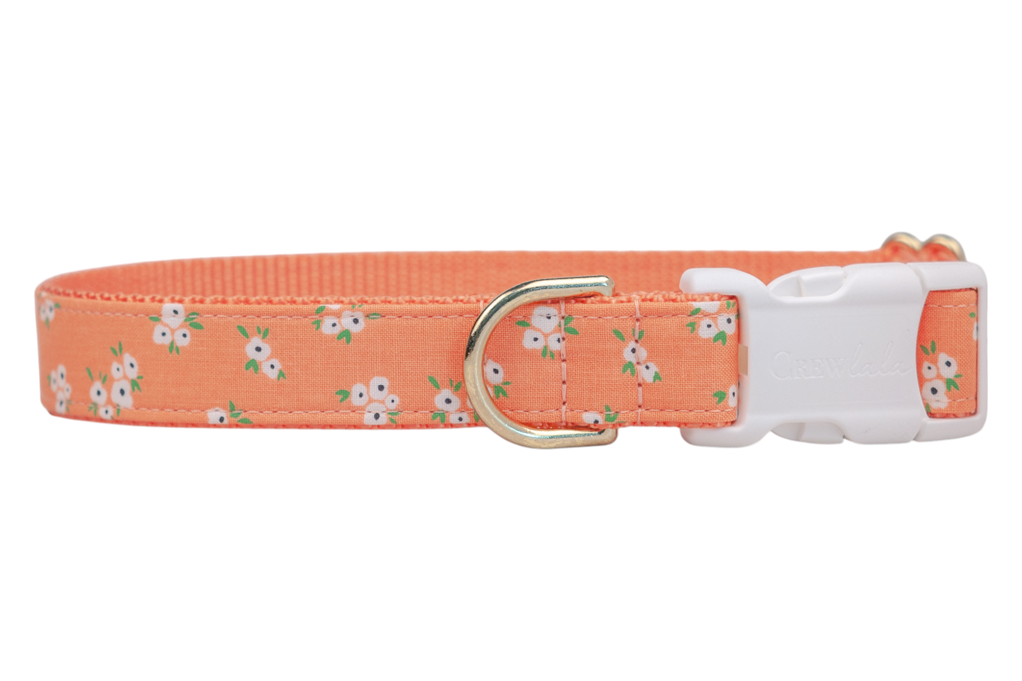 Tangerine Floral Belle Bow Dog Collar - Crew LaLa