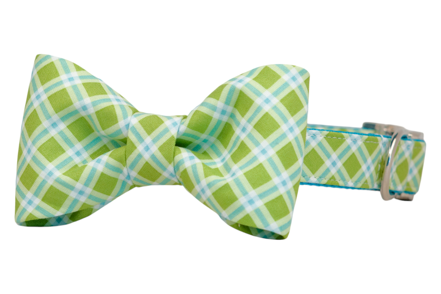 Limeade Plaid Bow Tie Dog Collar - Crew LaLa