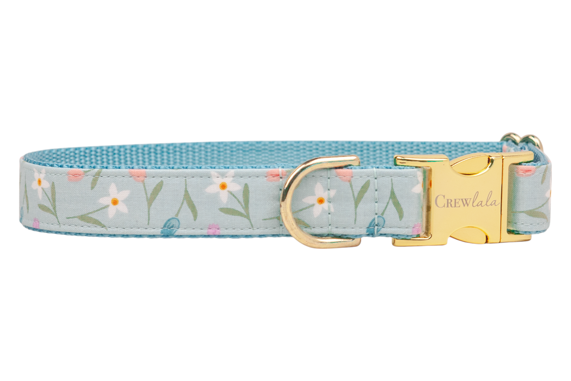Dusty Blue Tulips Belle Bow Dog Collar - Crew LaLa