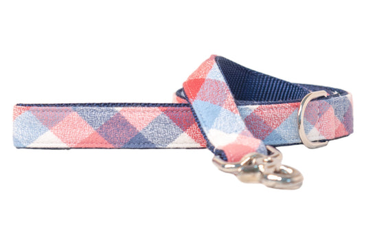 Telluride Flannel on Navy Matching Leash - Crew LaLa