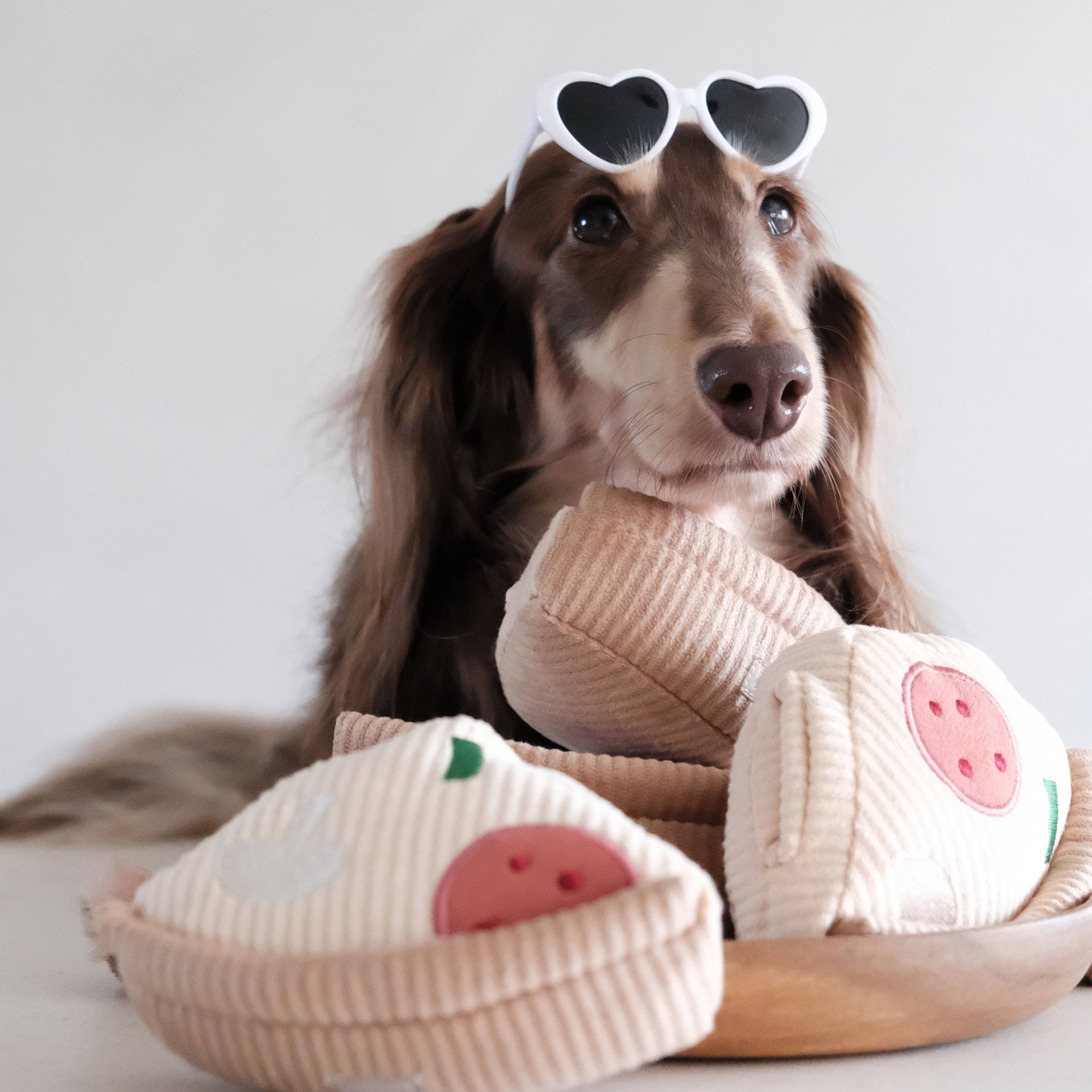 DEEP DISH PIZZA // ENRICHMENT DOG TOY // Squeaky + Snuffle - Crew LaLa