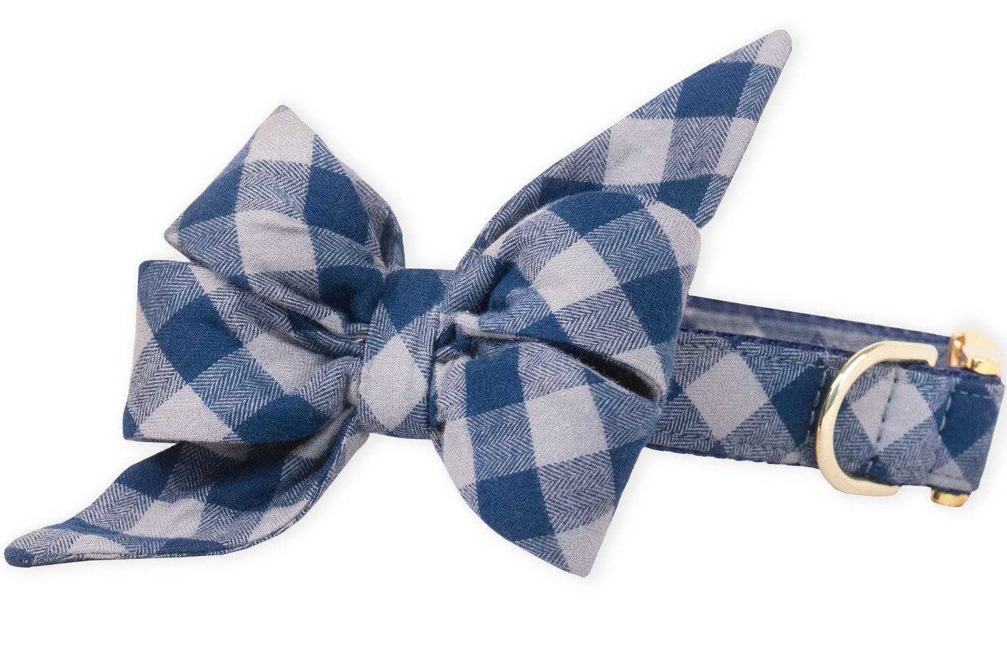 Cobblestone Plaid Belle Bow Dog Collar - Crew LaLa