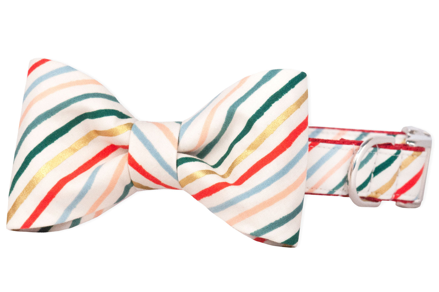 Festive Stripe Bow Tie Dog Collar - Two Styles - Crew LaLa