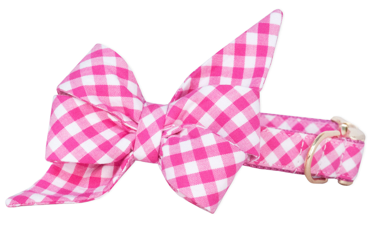 Fuchsia Picnic Plaid Belle Bow Dog Collar - Crew LaLa