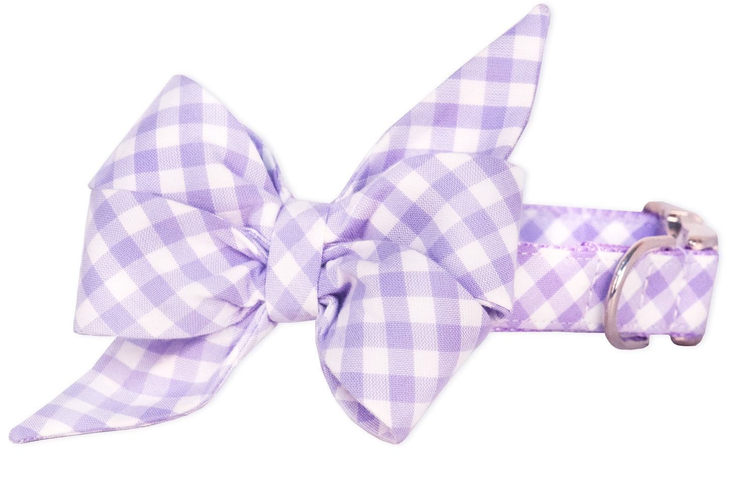 Lavender Picnic Plaid Belle Bow Dog Collar - Crew LaLa