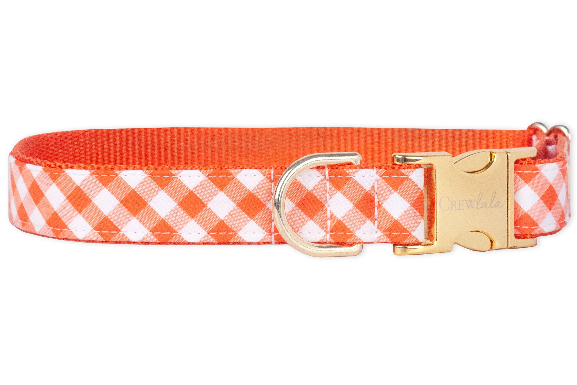 Orange Picnic Plaid Bow Tie Dog Collar - Crew LaLa