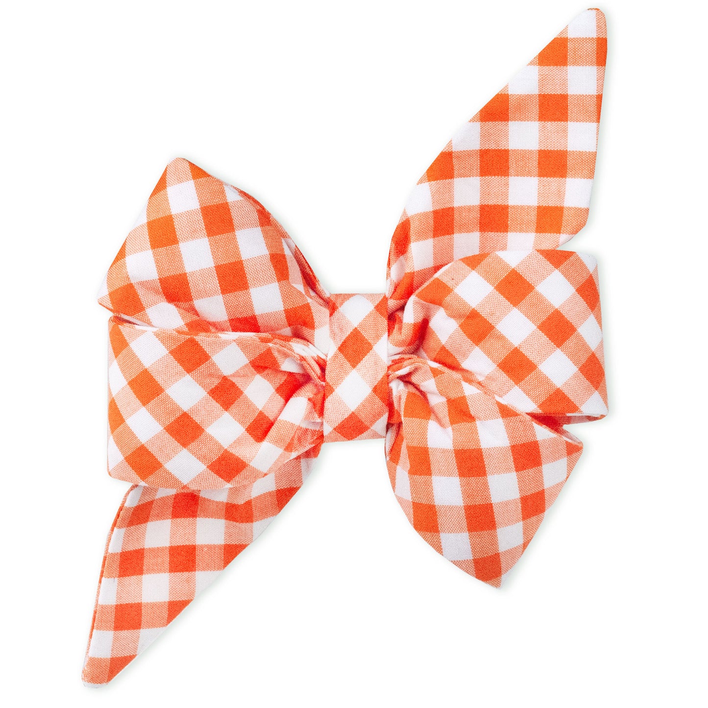 Orange Picnic Plaid Belle Bow Dog Collar - Crew LaLa