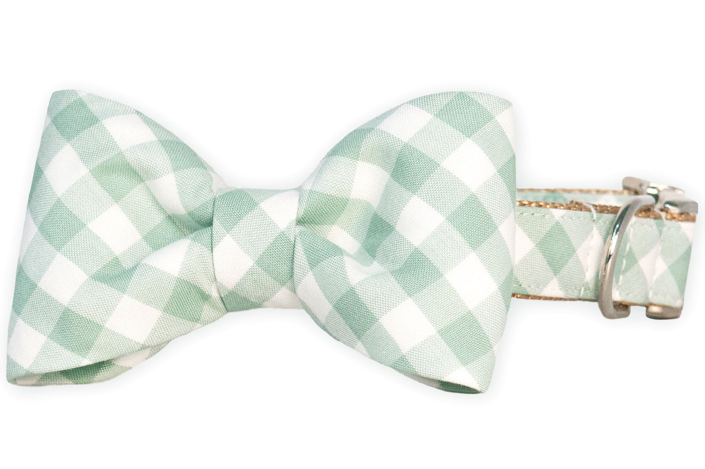 Sage Check Bow Tie Dog Collar - Crew LaLa