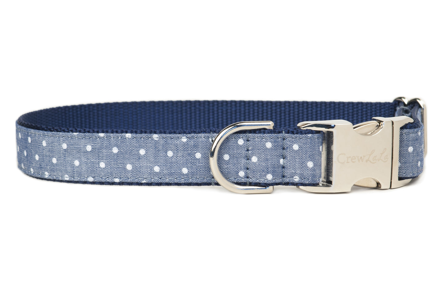 Tiny Dots on Chambray Canvas Bow Tie Dog Collar - Crew LaLa