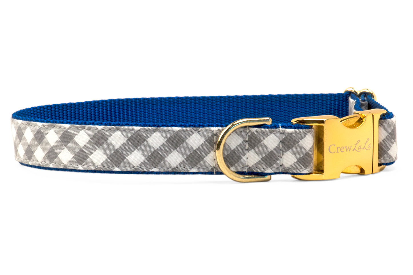 Air Force Blue on Silver Check Bow Tie Dog Collar - Crew LaLa