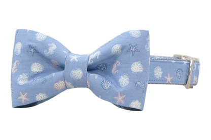 Blue Sea Shells Bow Tie Collar