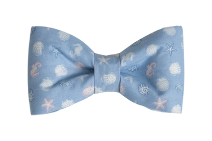 Blue Sea Shells Bow Tie