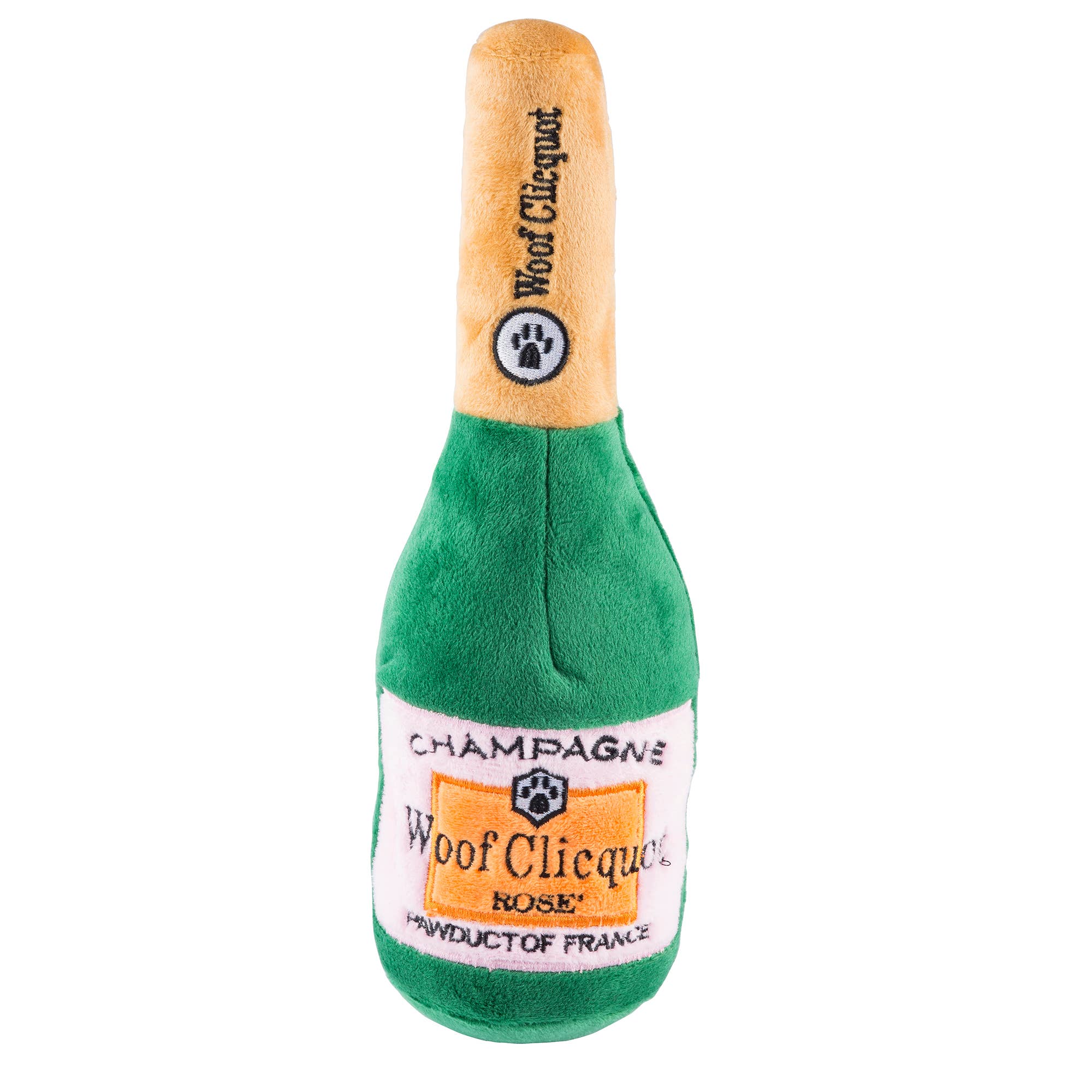 Woof Clicquot Rose' Champagne Bottle Squeaker Dog Toy - Crew LaLa